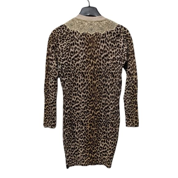 CHARLOTTE Leopard Print Lace Long Cardigan M - Picture 5 of 7